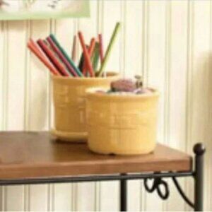 Longaberger Pottery Woven Traditions Butternut Yellow 1 Pint Crock Canister